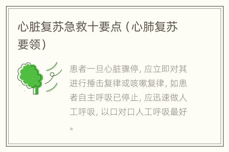 心脏复苏急救十要点（心肺复苏要领）