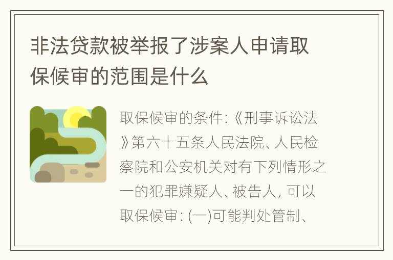 非法贷款被举报了涉案人申请取保候审的范围是什么