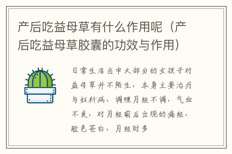 产后吃益母草有什么作用呢（产后吃益母草胶囊的功效与作用）