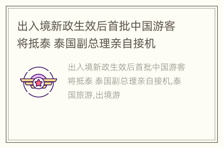 出入境新政生效后首批中国游客将抵泰 泰国副总理亲自接机