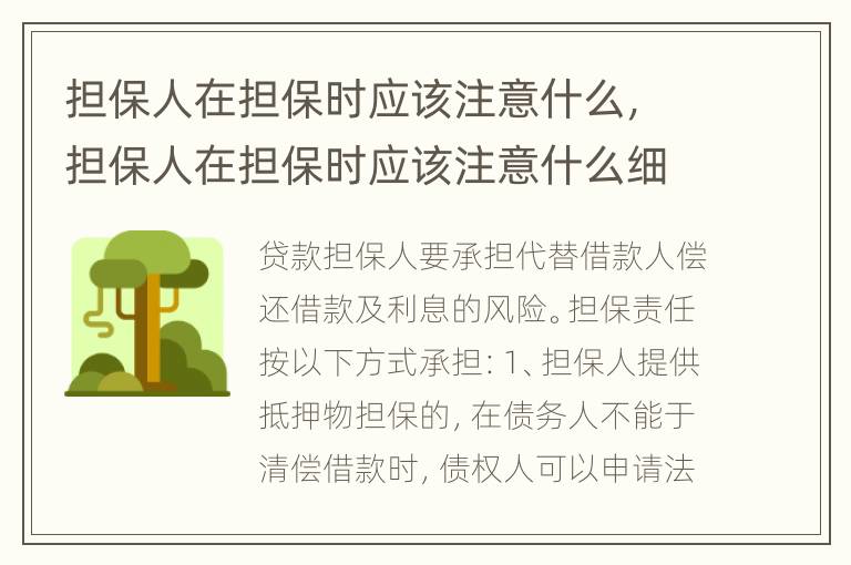 担保人在担保时应该注意什么，担保人在担保时应该注意什么细节