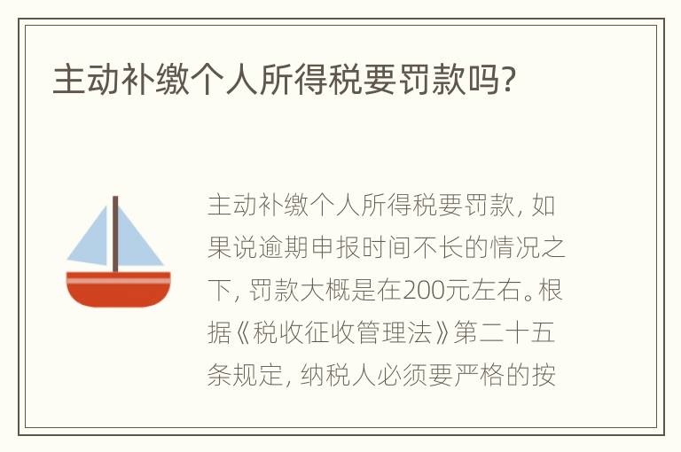 主动补缴个人所得税要罚款吗？