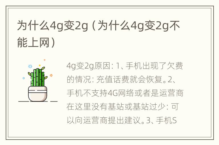 为什么4g变2g（为什么4g变2g不能上网）