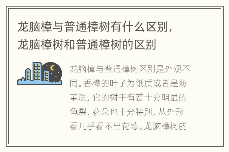 龙脑樟与普通樟树有什么区别，龙脑樟树和普通樟树的区别