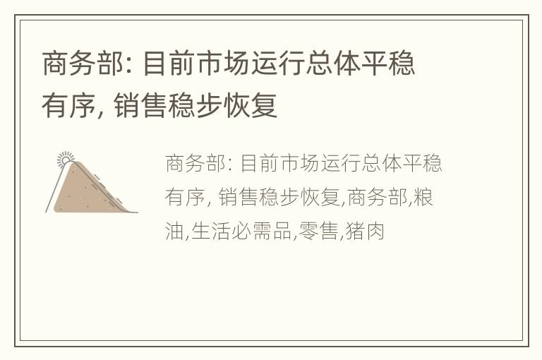 商务部：目前市场运行总体平稳有序，销售稳步恢复