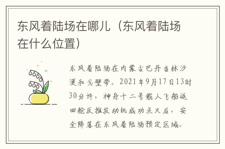 东风着陆场在哪儿（东风着陆场在什么位置）