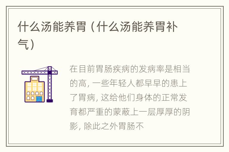 什么汤能养胃（什么汤能养胃补气）