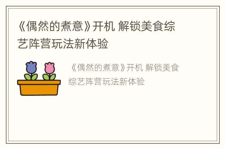 《偶然的煮意》开机 解锁美食综艺阵营玩法新体验