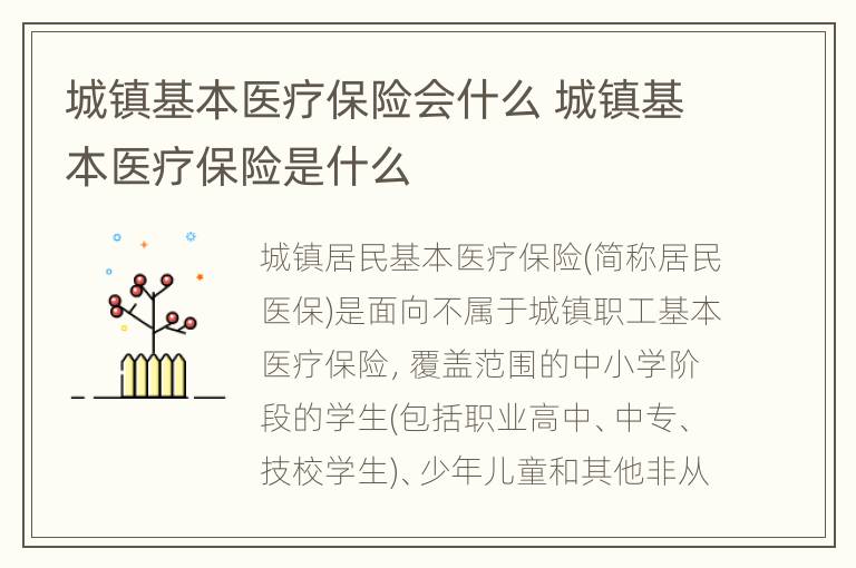 城镇基本医疗保险会什么 城镇基本医疗保险是什么