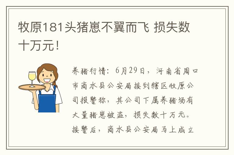 牧原181头猪崽不翼而飞 损失数十万元！