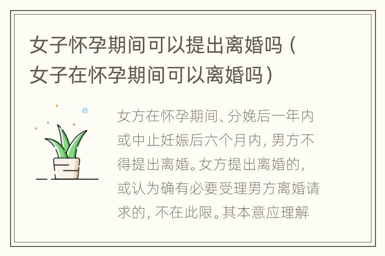 女子怀孕期间可以提出离婚吗（女子在怀孕期间可以离婚吗）