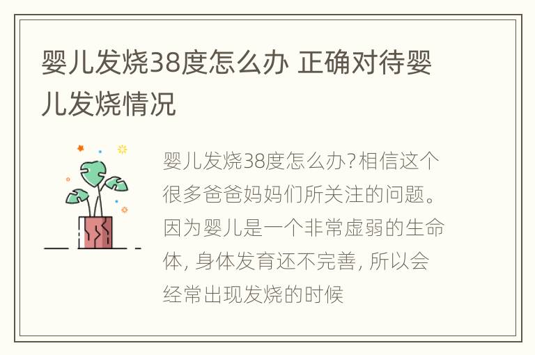 婴儿发烧38度怎么办 正确对待婴儿发烧情况