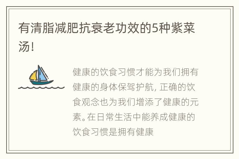 有清脂减肥抗衰老功效的5种紫菜汤！