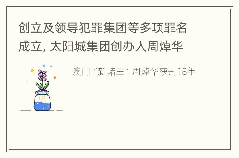 创立及领导犯罪集团等多项罪名成立，太阳城集团创办人周焯华获刑18年