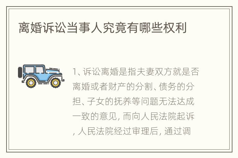 离婚诉讼当事人究竟有哪些权利