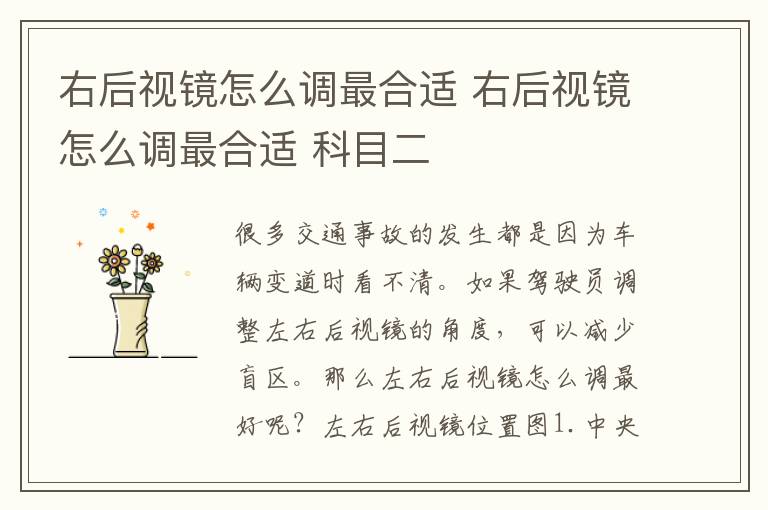 右后视镜怎么调最合适 右后视镜怎么调最合适 科目二