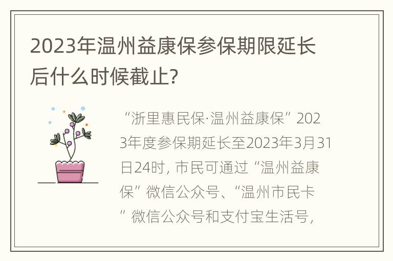 2023年温州益康保参保期限延长后什么时候截止？