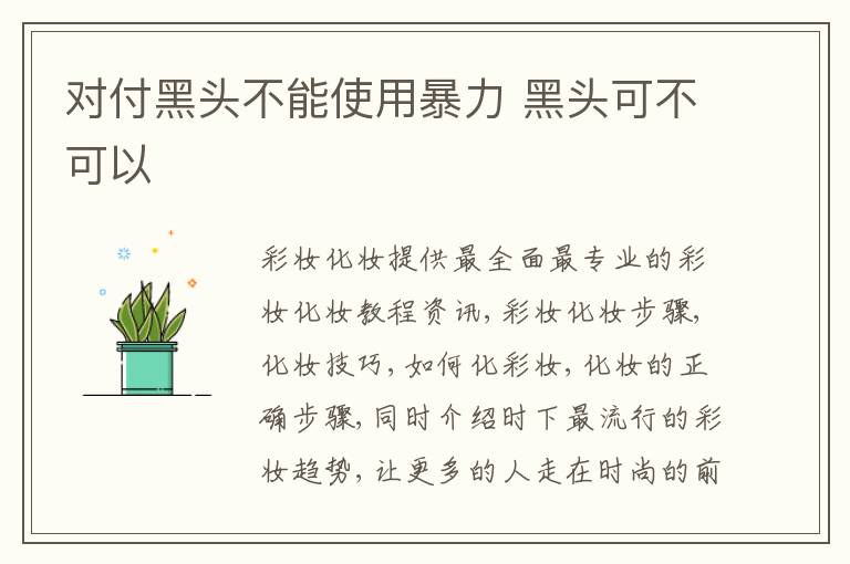 对付黑头不能使用暴力 黑头可不可以