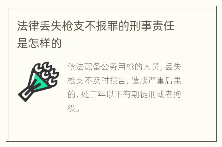 法律丢失枪支不报罪的刑事责任是怎样的