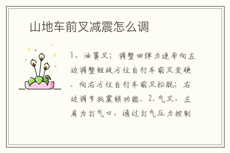 ​山地车前叉减震怎么调