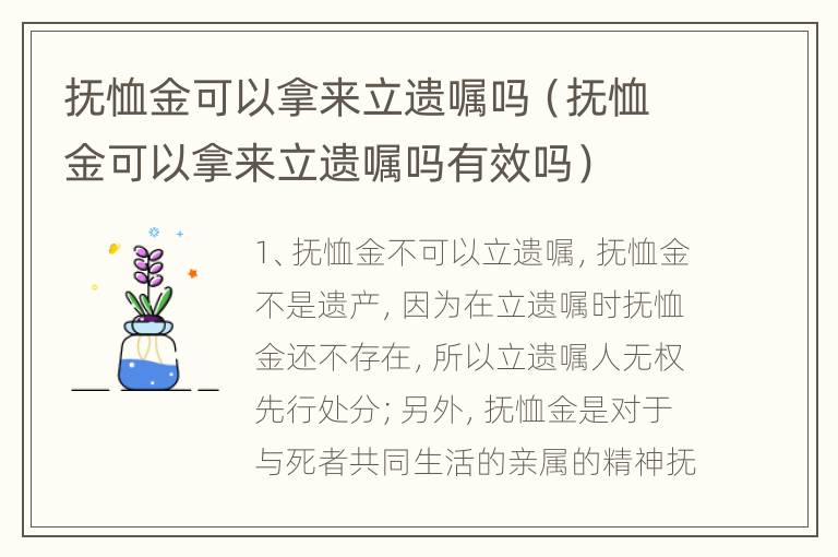 抚恤金可以拿来立遗嘱吗（抚恤金可以拿来立遗嘱吗有效吗）