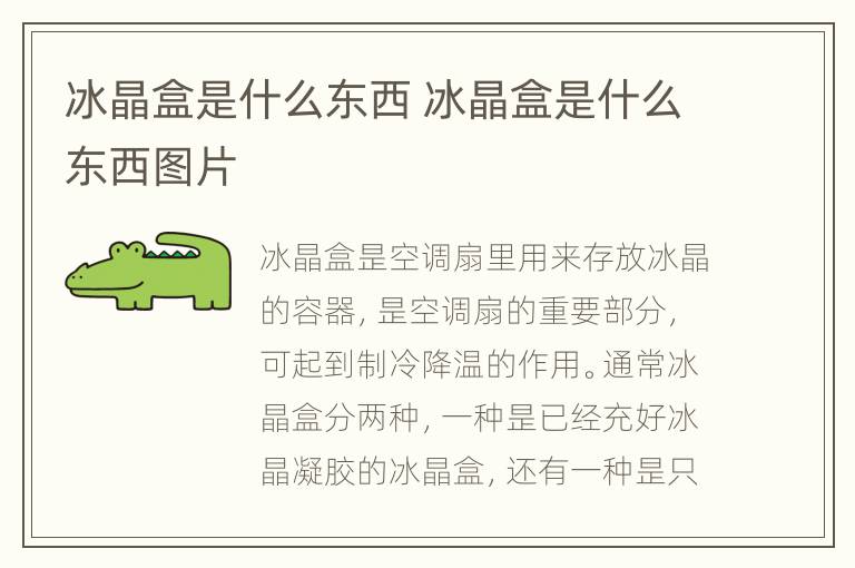 冰晶盒是什么东西 冰晶盒是什么东西图片