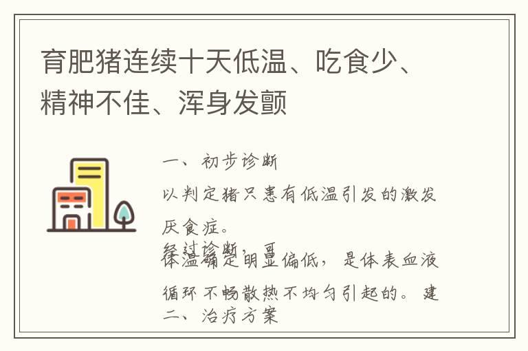 育肥猪连续十天低温、吃食少、精神不佳、浑身发颤