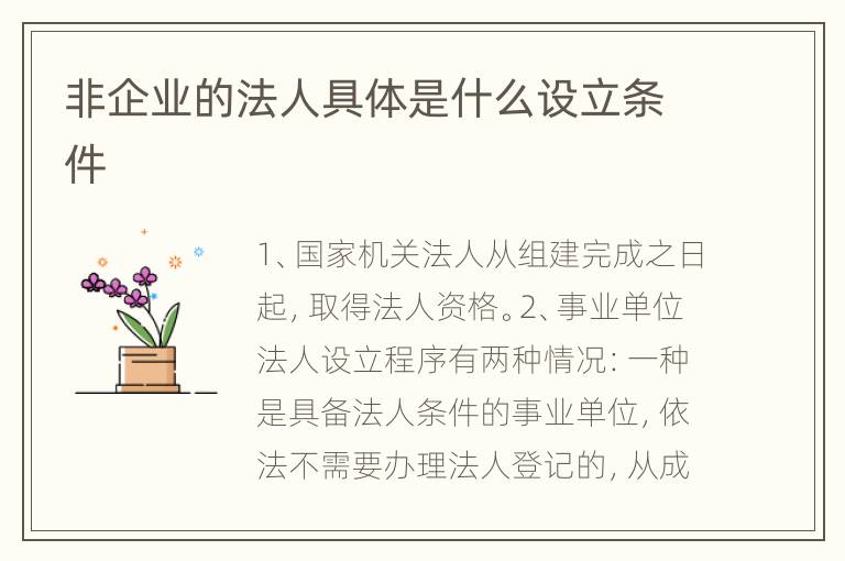 非企业的法人具体是什么设立条件