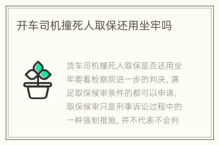开车司机撞死人取保还用坐牢吗