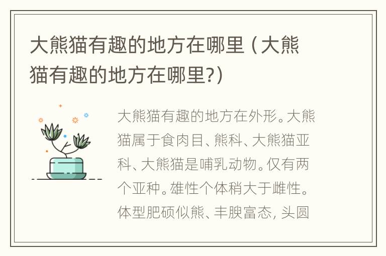 大熊猫有趣的地方在哪里（大熊猫有趣的地方在哪里?）