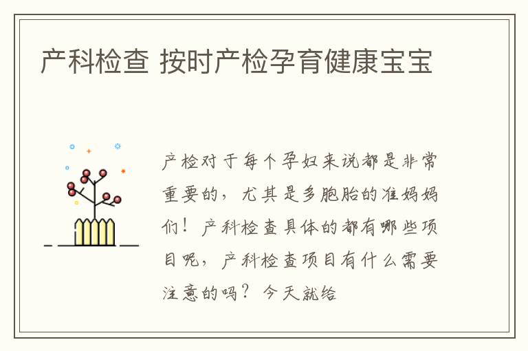 产科检查 按时产检孕育健康宝宝