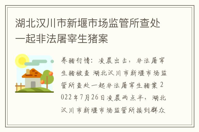 湖北汉川市新堰市场监管所查处一起非法屠宰生猪案