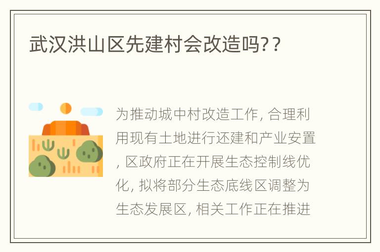 武汉洪山区先建村会改造吗？？