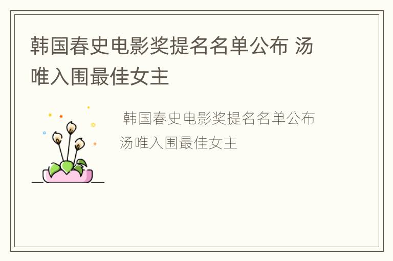 韩国春史电影奖提名名单公布 汤唯入围最佳女主