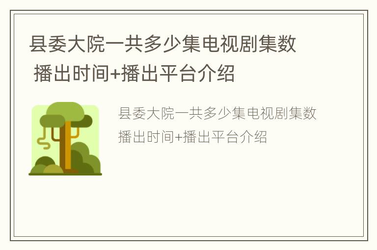 县委大院一共多少集电视剧集数 播出时间+播出平台介绍