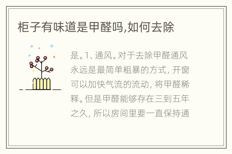柜子有味道是甲醛吗,如何去除