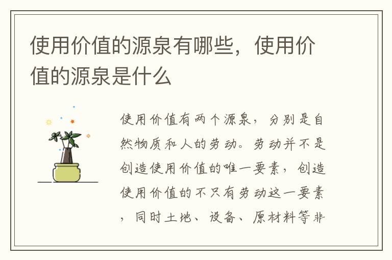 使用价值的源泉有哪些，使用价值的源泉是什么