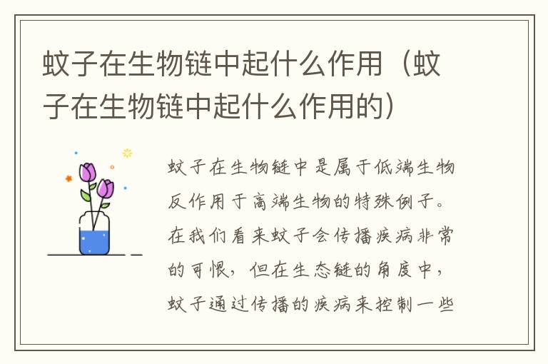 蚊子在生物链中起什么作用（蚊子在生物链中起什么作用的）