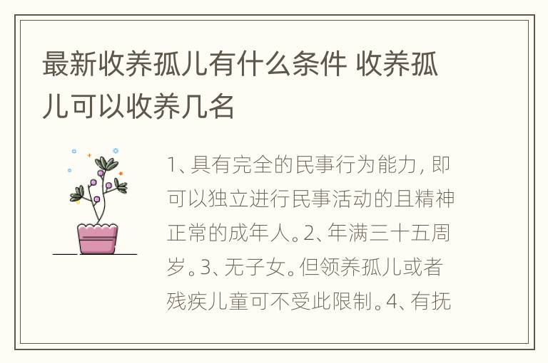 最新收养孤儿有什么条件 收养孤儿可以收养几名