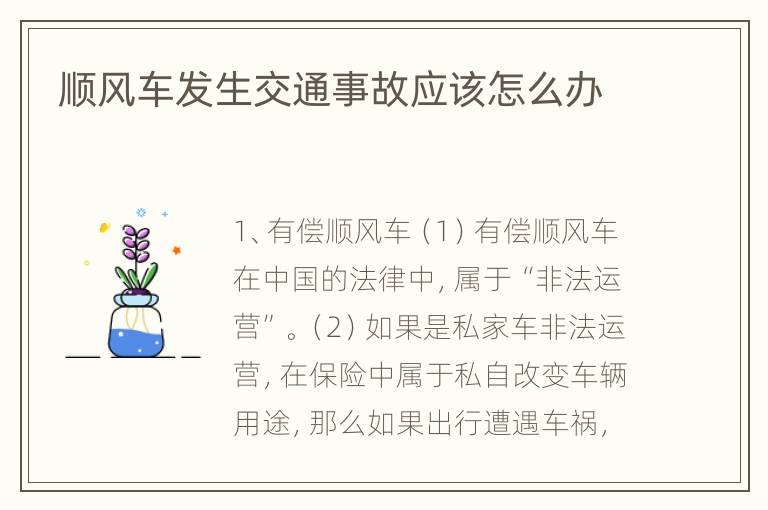 顺风车发生交通事故应该怎么办