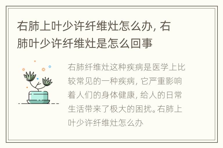 右肺上叶少许纤维灶怎么办，右肺叶少许纤维灶是怎么回事