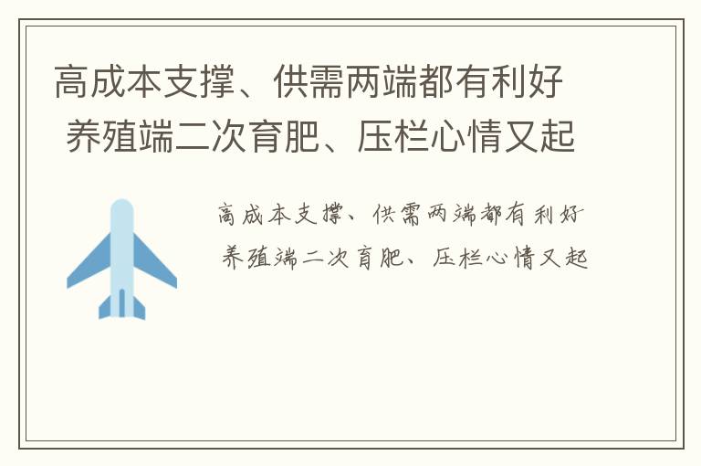 高成本支撑、供需两端都有利好 养殖端二次育肥、压栏心情又起