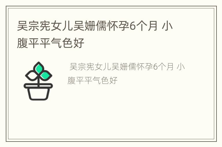 吴宗宪女儿吴姗儒怀孕6个月 小腹平平气色好