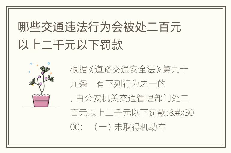 哪些交通违法行为会被处二百元以上二千元以下罚款