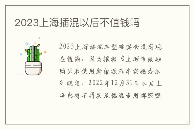2023上海插混以后不值钱吗