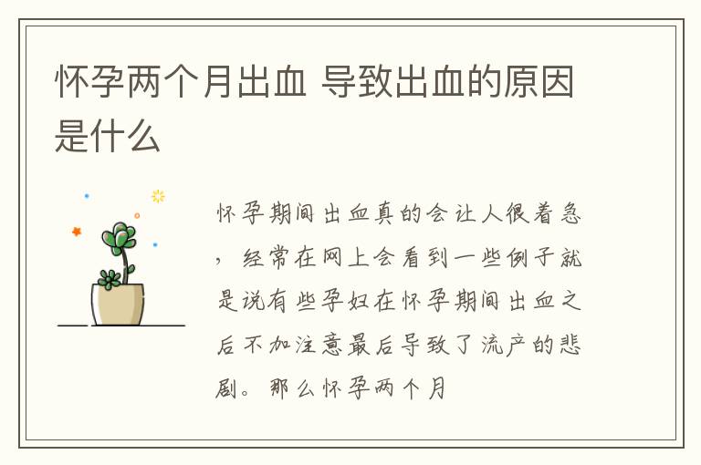 怀孕两个月出血 导致出血的原因是什么
