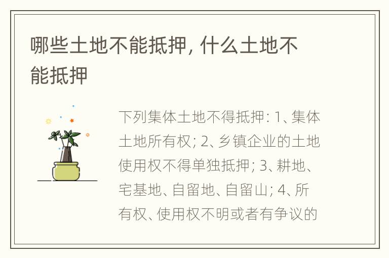 哪些土地不能抵押，什么土地不能抵押
