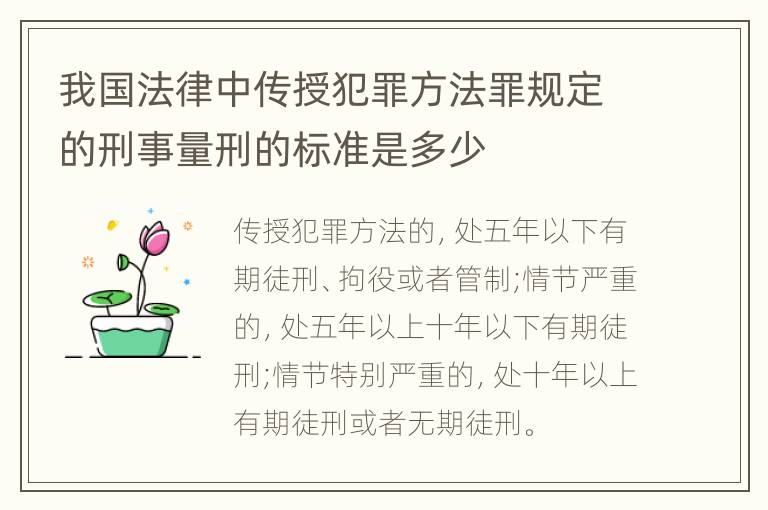 我国法律中传授犯罪方法罪规定的刑事量刑的标准是多少