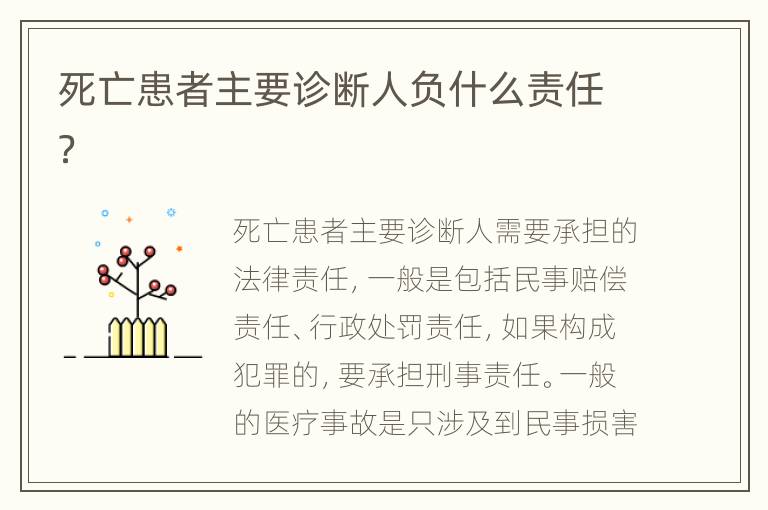 死亡患者主要诊断人负什么责任？