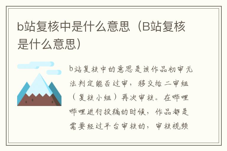 b站复核中是什么意思（B站复核是什么意思）